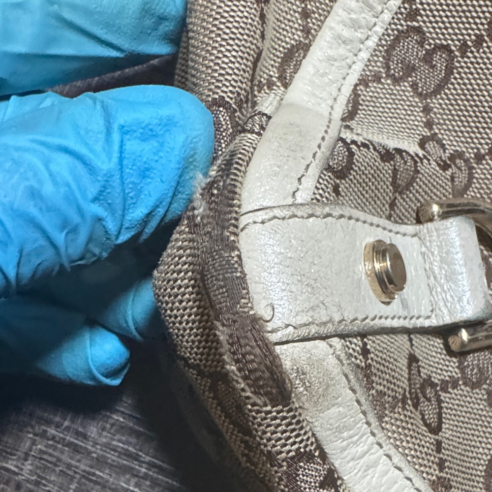 Gucci GG Canvas Leather Beige and Brown Monogram Tote Bag - Picture 7 of 16